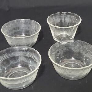 3 PYREX 463 Custard Cups Ramekins 6oz Scalloped Edge ~ 1 Fire King 422 5oz
